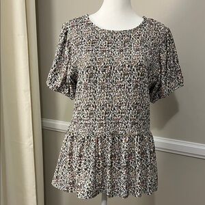 Time and Tru Multicolor floral Smocked Blouse